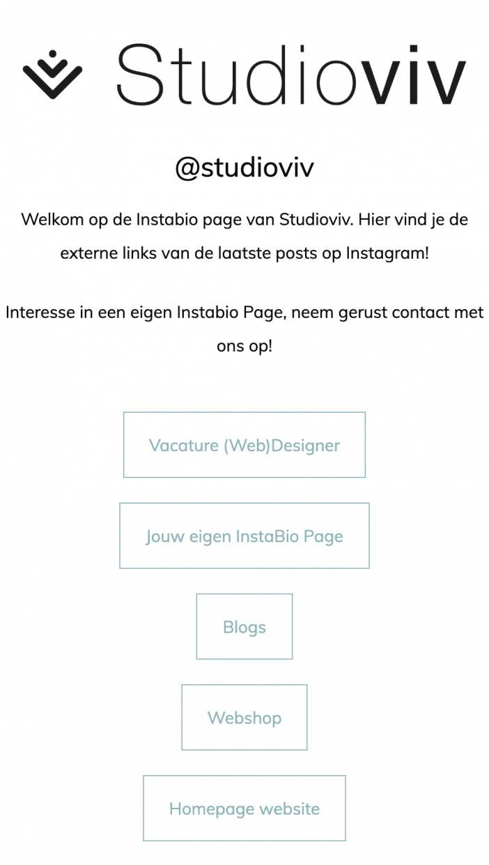Instagram bio page Studioviv
